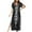 Black, variant on Women's Summer Casual V-Neck Split Short Sleeve Printing Dresses