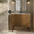 thumbnail image 2 of Bosse 36" Freestanding Bathroom Vanity in Brown Oak with Sink Top, 2 of 11