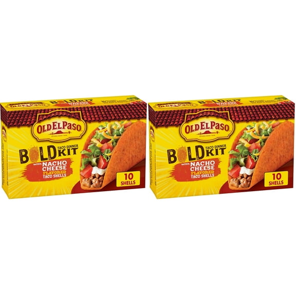 Old El Paso Stand 'N Stuff Bold Nacho Cheese Flavored Taco Dinner Kit, 9.5 oz. (Pack of 2)