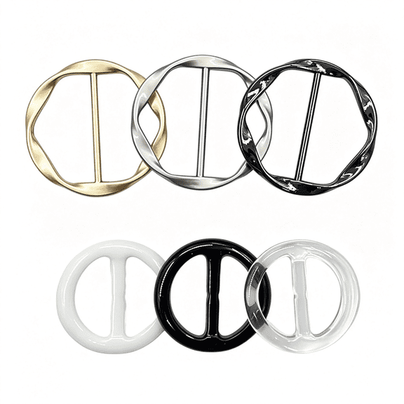 BZCOE 6 Pcs Shirt Ties Clips for Women to Tighten Clothing,Scarf Ring and Slides,T-Shirt Waist Tightener C" Er Knot Clip Rings for Large Long Tee Shirt Tie Up,Circle Belt