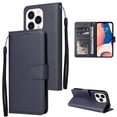 thumbnail image 1 of SaniMore for iPhone 14 Pro Max 6.7" PU Leather Case, Magnetic Closure Flip Wallet Cover with Wrist Strap Card Slot & Multi-Angle Kickstand All-Inclusive Protective Shell, Darkblue, 1 of 9