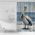 thumbnail image 4 of Coastal Pelican Shower Curtains for Bathroom Waterproof Fabric Bath Curtains Decor Bath Tub Curtain Modernism Art Oil Painting Birds Decorative Shower Curtain Sets with 12 Hooks, 72x72 Inch, 4 of 6