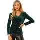 thumbnail image 1 of Blusa De Manga Larga Con Cuello En V De Terciopelo Para Mujer, Blusa Con Estrellas Brillantes Metálicas Doradas Verde L, 1 of 6