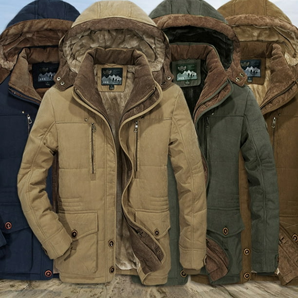 Sonducket Abrigo grueso de lana calido a prueba de viento para clima frio extremo chaqueta de invierno de talla grande 5Xl 6Xl Abrigos y chamarras azul oscuro 5XL Bodega Aurrera en