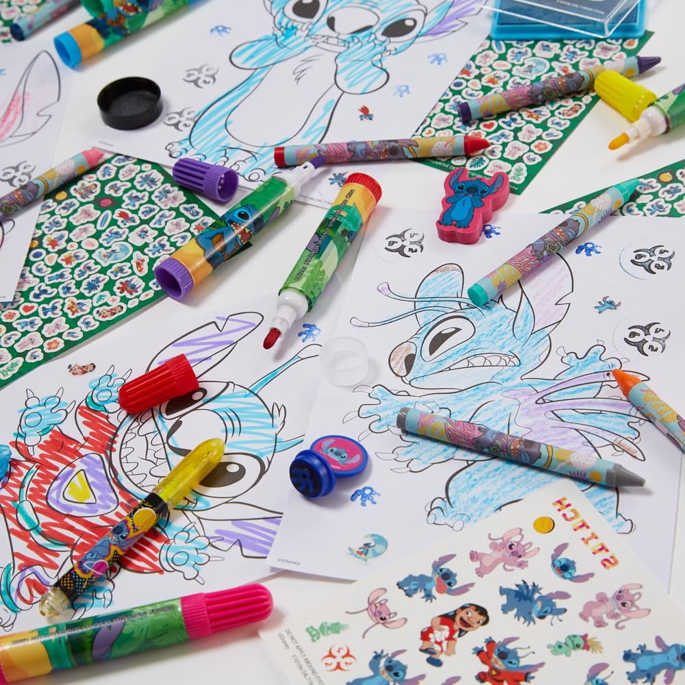 Disney Lilo and Stitch Deluxe Activity Set with Carrying Tin, Coloring Sheets, Tattoos, Stickers, & Art Supplies