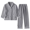 thumbnail image 3 of Vetsdori Mens Warm Fleece Pajamas Sets Comfy Pockets Homewear 2 Pieces Casual Stylish Long Sleeve Collar Button Shirts and Pants Plain Loungewear for Men Winter, 3 of 9
