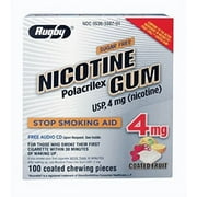 3 Pack Rugby Nicotine Polacrilex Gum 4 mg Sugar Free, Coated Fruit 100 Pieces Ea