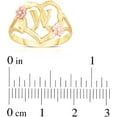 thumbnail image 2 of Floreo 10k Yellow Gold A-Z Letter Initial Ring with Heart and Rose Gold Flower Design, Sizes 4-9, 2 of 4