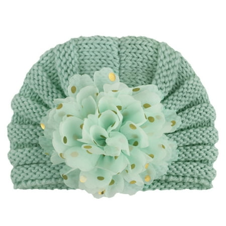 

Toddler Kids Baby Boy Girl Warm Solid Flower Knit Crochet Hat Beanie Cap