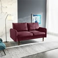 thumbnail image 2 of Enor Furniture Anacapa 58" Round Arm Upholstered Velvet Loveseat in Red, 2 of 13