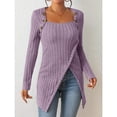 thumbnail image 5 of Woman Square-neck Off-shoulder Slit Sweater, 5 of 10