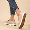 thumbnail image 3 of Womens Platform Slip on Penny Loafers Fall Leather Non Slip Nurse Work Shoes Casual Walking Driving Flats, 3 of 5
