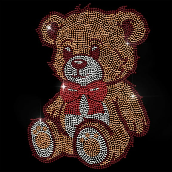 1 Pc Teddy Bear Rhinestone Iron on Hotfix Bling Crystal Clothing Repair Applique Heat Transfer Decal Heat Transfer Patch for T-Shirt Clothing Pants Bags