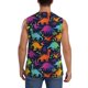 thumbnail image 4 of Balery Colorful Dinosaur Camisetas sin mangas para hombre, absorbe la humedad y protege contra el mal olor.-Small, 4 of 7