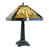 Pemberly Row Mission 1-Light Glass/Metal Table Lamp in Blackish Bronze