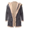 thumbnail image 4 of ZCFZJW Plus Size Mens Winter Sherpa Fleece Lined Coats Jackets Vintage Motorcycle Faux Leather Long Sleeve Button Down Lapel Collar Bomber Jackets Outwear Dark Gray XXXXL, 4 of 5