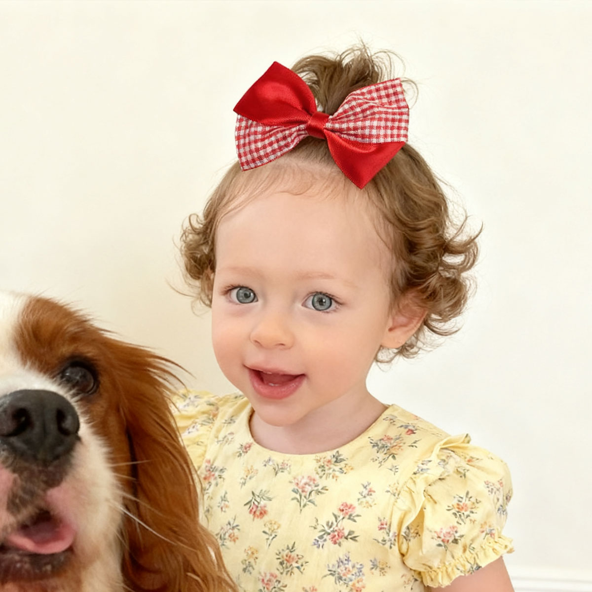8 Pcs 3.5inch Satin Gingham Hair Bows for Girls 4-12 Years, Reversible Ribbon Clips for Picnics & Daily Hairstyles
