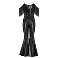 thumbnail image 3 of iiniim Girls Metallic Flared Pants Jumpsuit Spaghetti Straps Hippie Dance Full Body Unitard Performance Black 8, 3 of 7