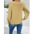 thumbnail image 5 of Long Sleeve Tops for Women Sweatshirts For Women Crewneck Puff Sleeve Tops Lightweight Sweaters Womens Tops Yellow XL, 5 of 5