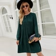 thumbnail image 3 of Vestido tipo suéter largo de color liso de moda de otoño e invierno, vestido de punto de línea A suelto y torcido con cuello redondo, 3 of 6