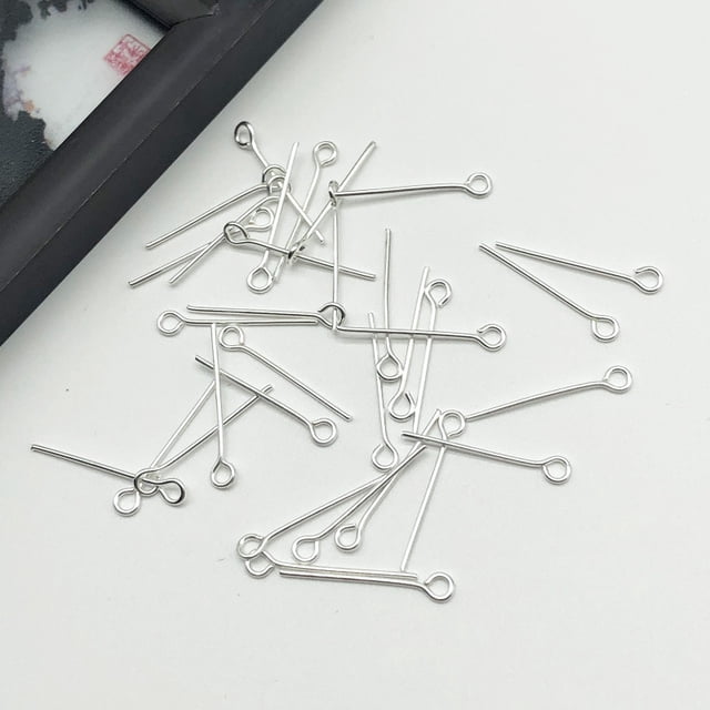 Xiao Hua Silver Pin 200PCS-0.63*0.02 inch Jewelry Making, Handmade End Ring Design Earring Pendant Accessory, Reusable Homemade Bracelet Pendant Connector Craft Pin
