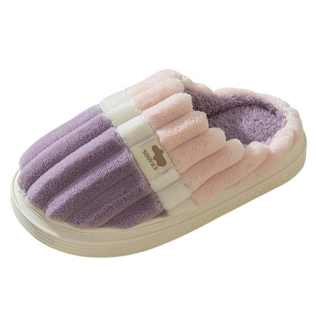 

Slippers for Women Couples Women Slip-On Furry Plush Flat Home Winter Open Toe Keep Warm Slippers Shoes Womens Slippers Flock Purple 40-41