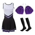 thumbnail image 3 of WOYY Little Girls Cheerleading Outfits Active Sleeveless Dress Handball Stocking 3Pcs Set, Sizes 5-6Y, 3 of 5