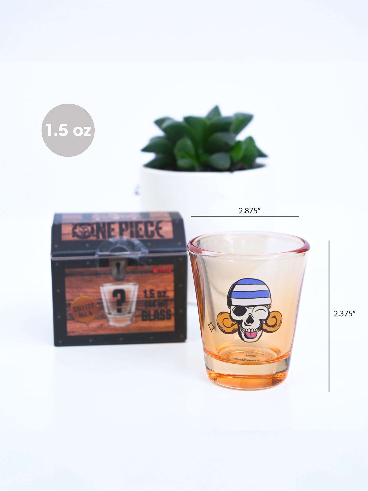 Netflix One Piece, Jolly Roger Mini Glass Shot Blind Box, 1 out of 6 Colors