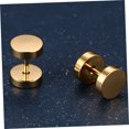 thumbnail image 4 of EXHUMKY 3Ensemble Boucles d'Oreilles Clous en Acier Inoxydable Doré Design Haltère pour Hommes, 4 of 5