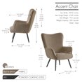 thumbnail image 6 of Porthos Home Kindel Wingback Accent Chair with Ergonomic Contoured Back, Soft Fabric Upholstery, Durable and Corrosion-resistant Powder Coated Steel Legs, Great for Living Rooms and Bedrooms, 6 of 6