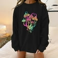 thumbnail image 2 of Sweatshirt for Women With Zipper Fall Winter Comfy Crew Neck Long Sleeve Batwing Off the Shoulder Mushroom Print Leisure Cotton Hoodie Sweatshirt(Black,XL), 2 of 6