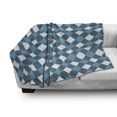 thumbnail image 3 of Blue and White Soft Flannel Fleece Throw Blanket, Mosaic Design Checkered Rhombuses Grid Gingham Plaid Pattern, Cozy Plush for Indoor and Outdoor Use, 50" x 60", Slate Blue White, by Ambesonne, 3 of 6