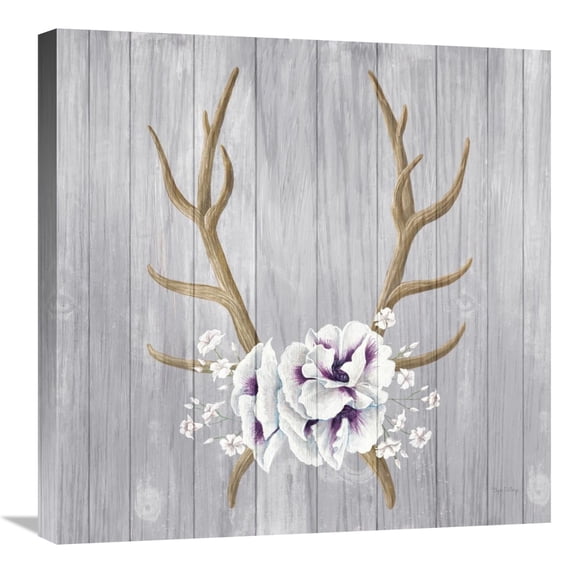 Global Gallery's 'Antlers and Poppies I Sq' by Elyse DeNeige Stretched Canvas Wall Art