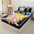 thumbnail image 2 of Castle Fairy Pink Bow Sport Baseball Zipper Twin Comforter Sets with Fitted Sheet and 2 Pillowcases, Ice Cream Drip Zipper Bedding Set, Black Pink Yellow,4-Piece,Black Reversible, 2 of 6
