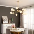 thumbnail image 4 of KCO Lighting 12 Light Modern Sputnik Chandelier, White Glass Globe Pendant Light, Geometric Brushed Brass Chandelier, 4 of 9