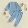 thumbnail image 4 of Staki Baby Boy Clothes Newborn Baby Boy Clothes Long Sleeve Bodysuit Pants Set Newborn Fall Winter Outfits 0 3 Months(Blue, 0-3 Months), 4 of 5