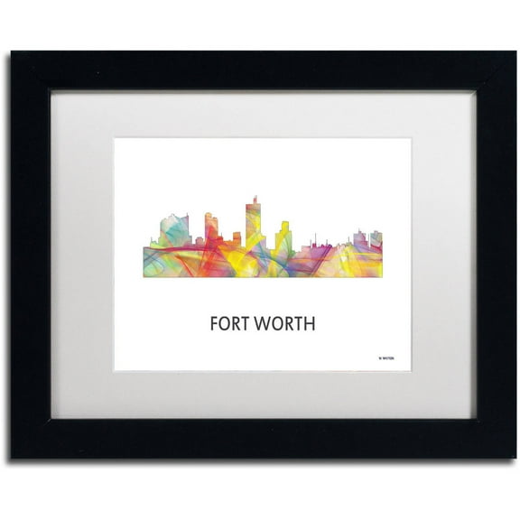 Trademark Fine Art 'Fort Worth Texas Skyline WB-1' Canvas Art by Marlene Watson, White Matte, Black Frame