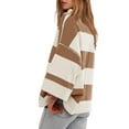 thumbnail image 5 of Utoimkio Women's Oversized Striped Shirt Half Zip Loose Fit Sweatshirt for Women Color Block V Neck Blouse Tops Casual Long Sleeve Pullover, 5 of 6