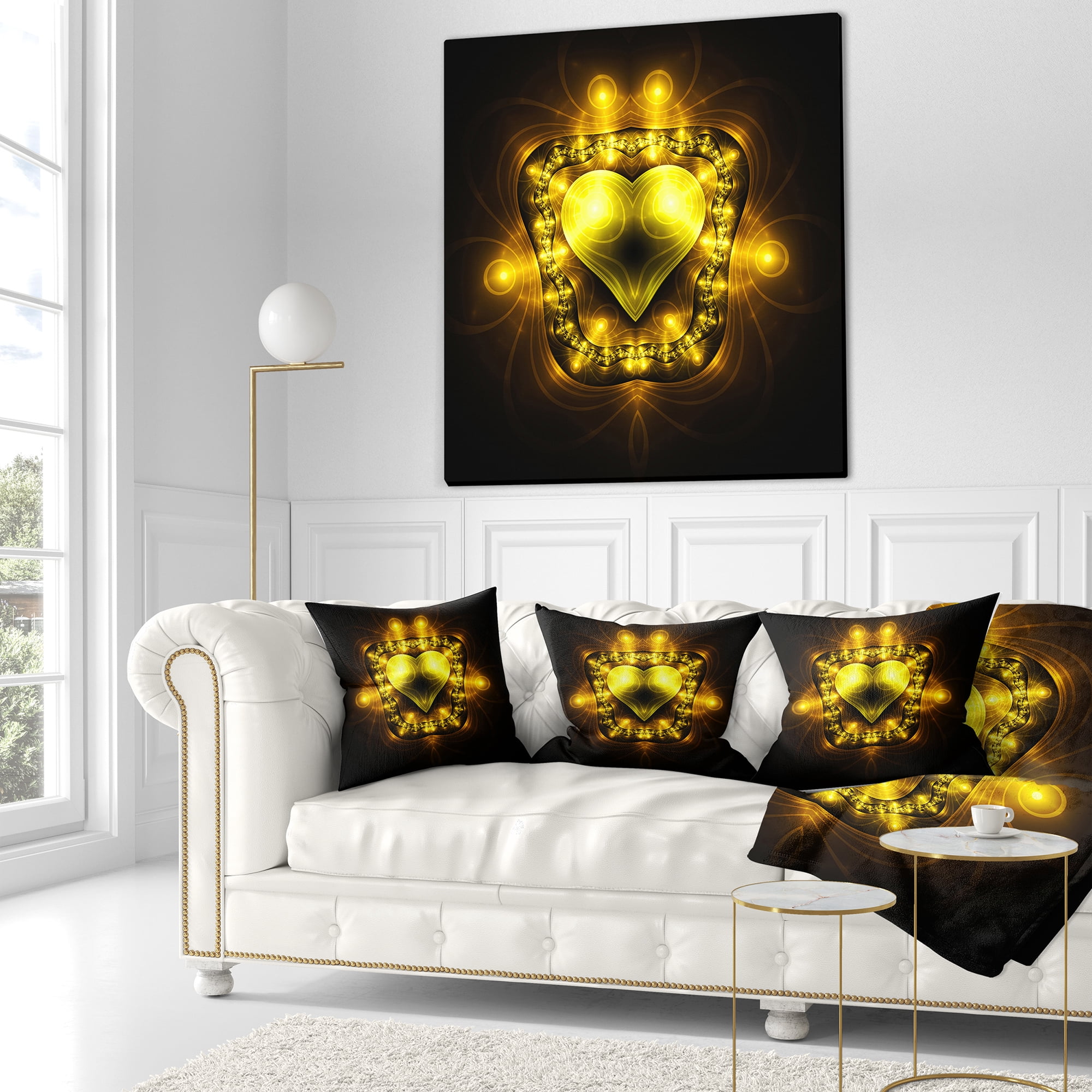 Designart 16" x 16" Black Polyester Throw Pillow