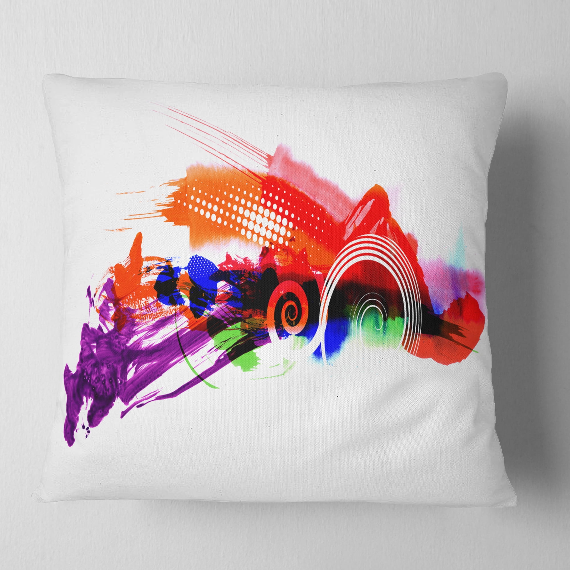 Designart Abstract Splashes of Colors - Abstract Throw Pillow - 16x16