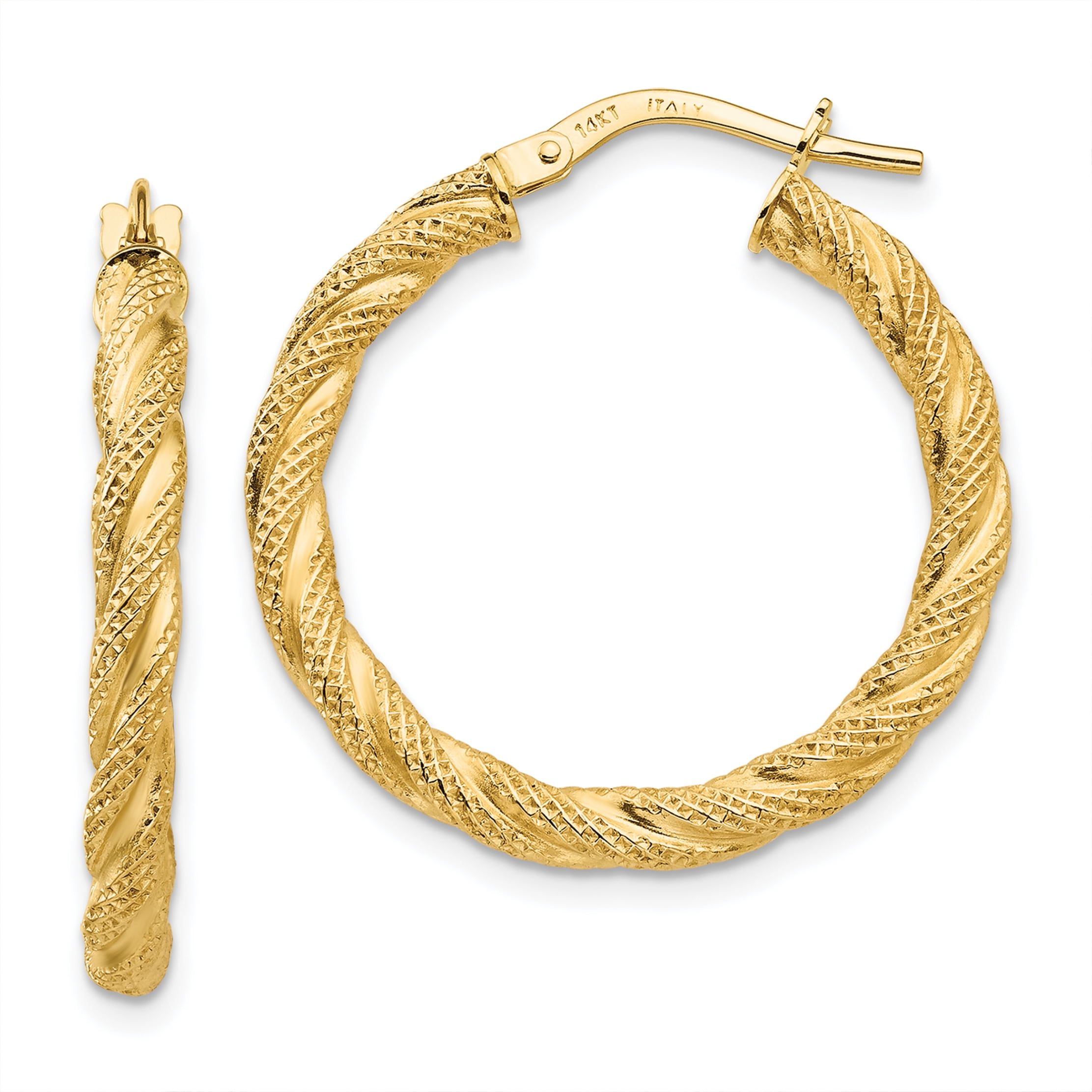 Primal Gold Primal Gold 14 Karat Yellow Gold Twisted Textured Hoop