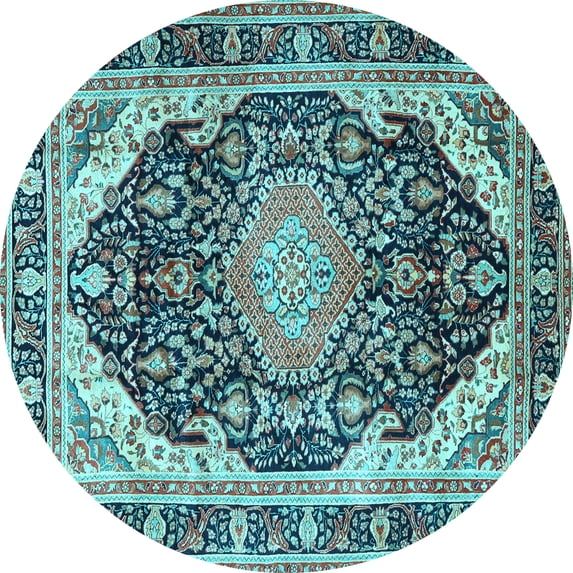 Ahgly Company Indoor Round Persian Light Blue Traditional Area Rugs, 7' Round