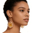 thumbnail image 3 of YMCSTONEMA 3 Pairs Pressed Flower Earrings Set, Gold Tone, Dangle Drop Style, Real Dried Flowers, 3 of 4