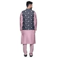 thumbnail image 3 of Atasi Mandarin Collar Traditional Solid Kurta Pajama With Printed Jacket Set, 3 of 3