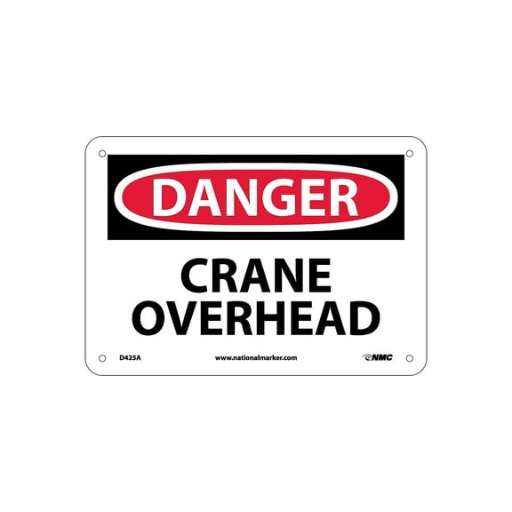 National Marker Danger Crane Overhead 7X10 .040 Aluminum D425A