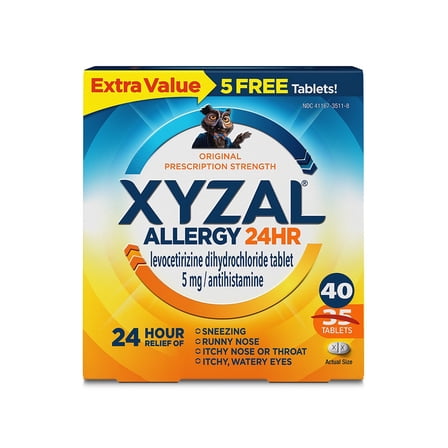 Xyzal Allergy Relief 5mg Tablet 40 Count Carton