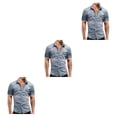 thumbnail image 2 of Minnieouse Camisa vaquera fina para hombre, , delgada, manga corta, estilo americano, cierre de botones, ropa de moda, camiseta de vaquero, azul Type1 NO1, 2 of 6