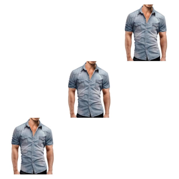 Camisa de mezclilla Qarigey de verano para hombre pantalones vaqueros elásticos ligeros tipo 1 NO1