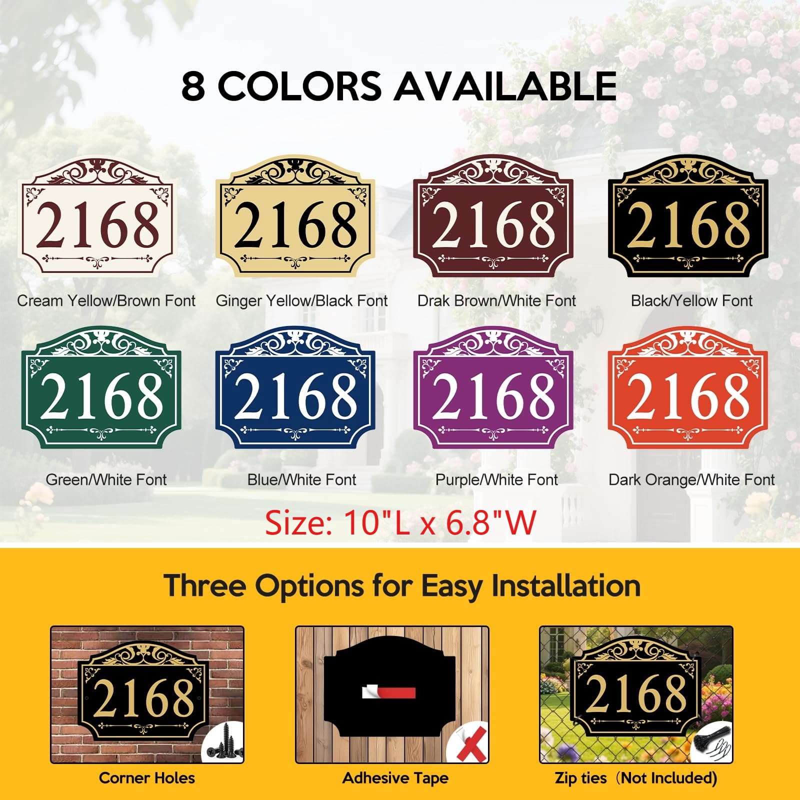 Personalized House Address Sign, Address Sign for House Home Office Street Yard Mailbox,Metal Aluminum Address Plaque,Indoor/Outdoor Use