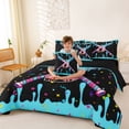 thumbnail image 3 of Manfei Monogrammed J Letter 7 Pieces Bedding Comforter Set,Baseball Ice Cream Full Bedding Set For Boys Girl Reversible, 3 of 6